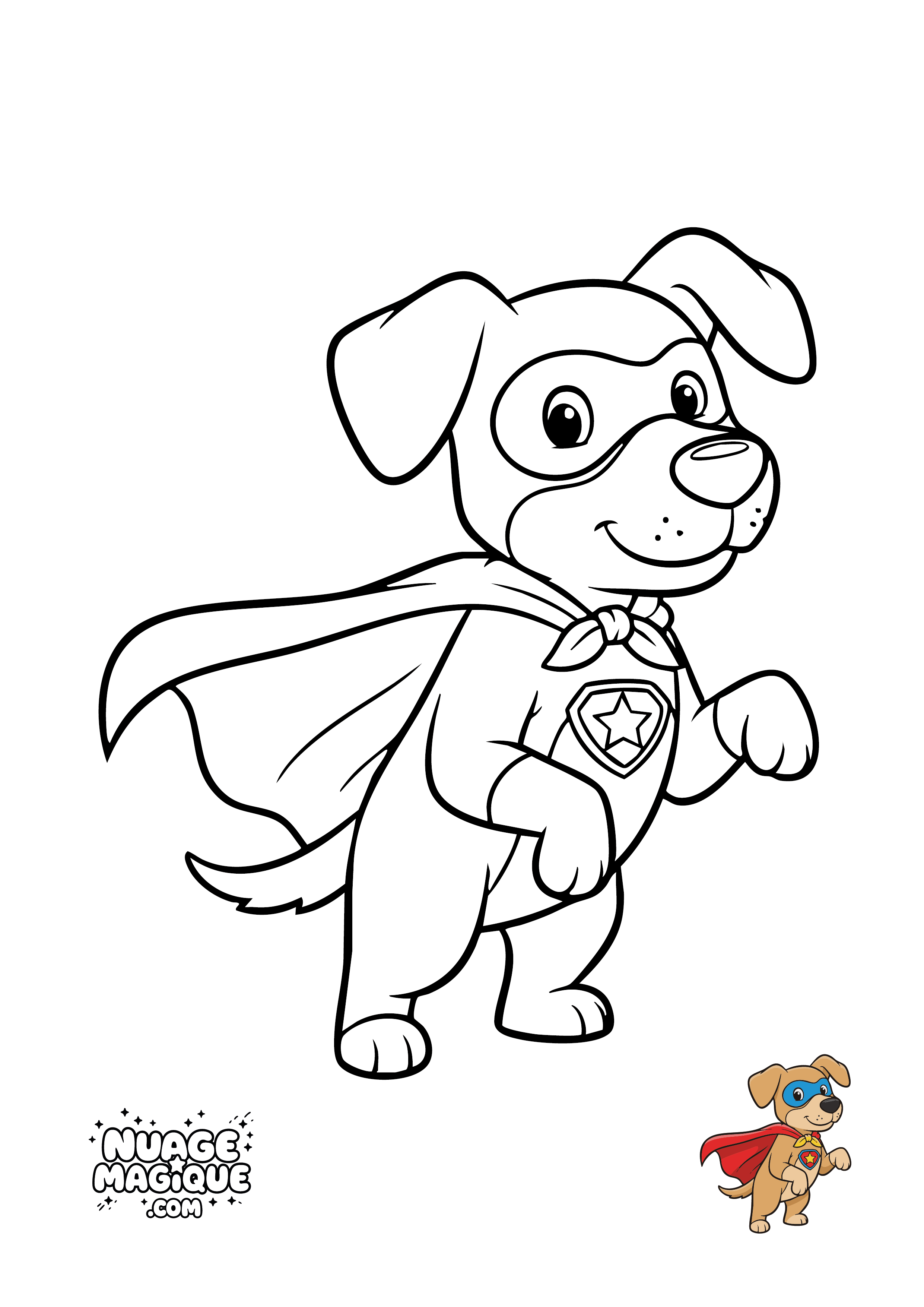 Coloriage Super-Héros Animaux Chien Super-héros à imprimer ou à colorier en ligne