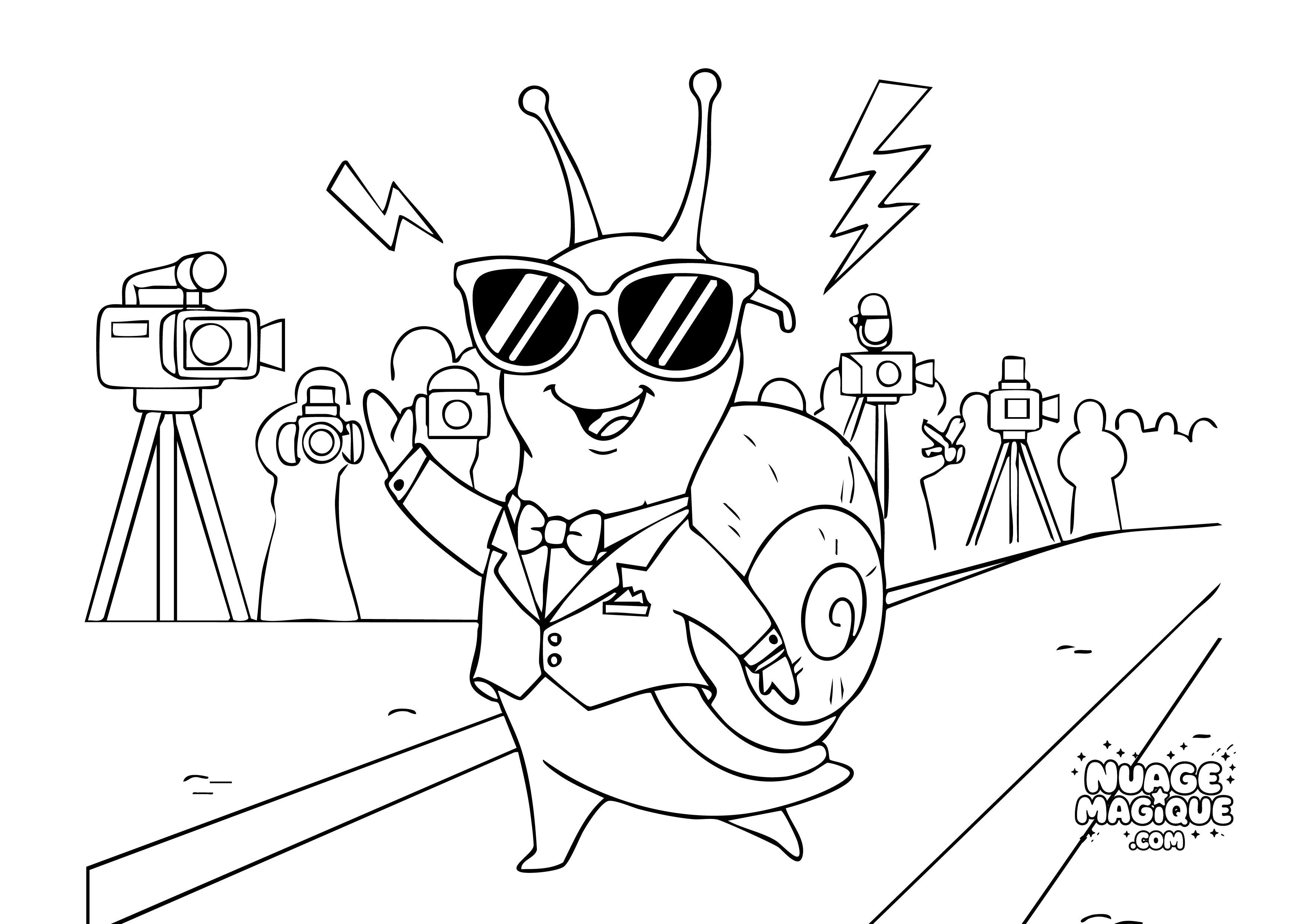 Coloriage Escargots stars de cinéma Tapis Rouge à imprimer ou à colorier en ligne