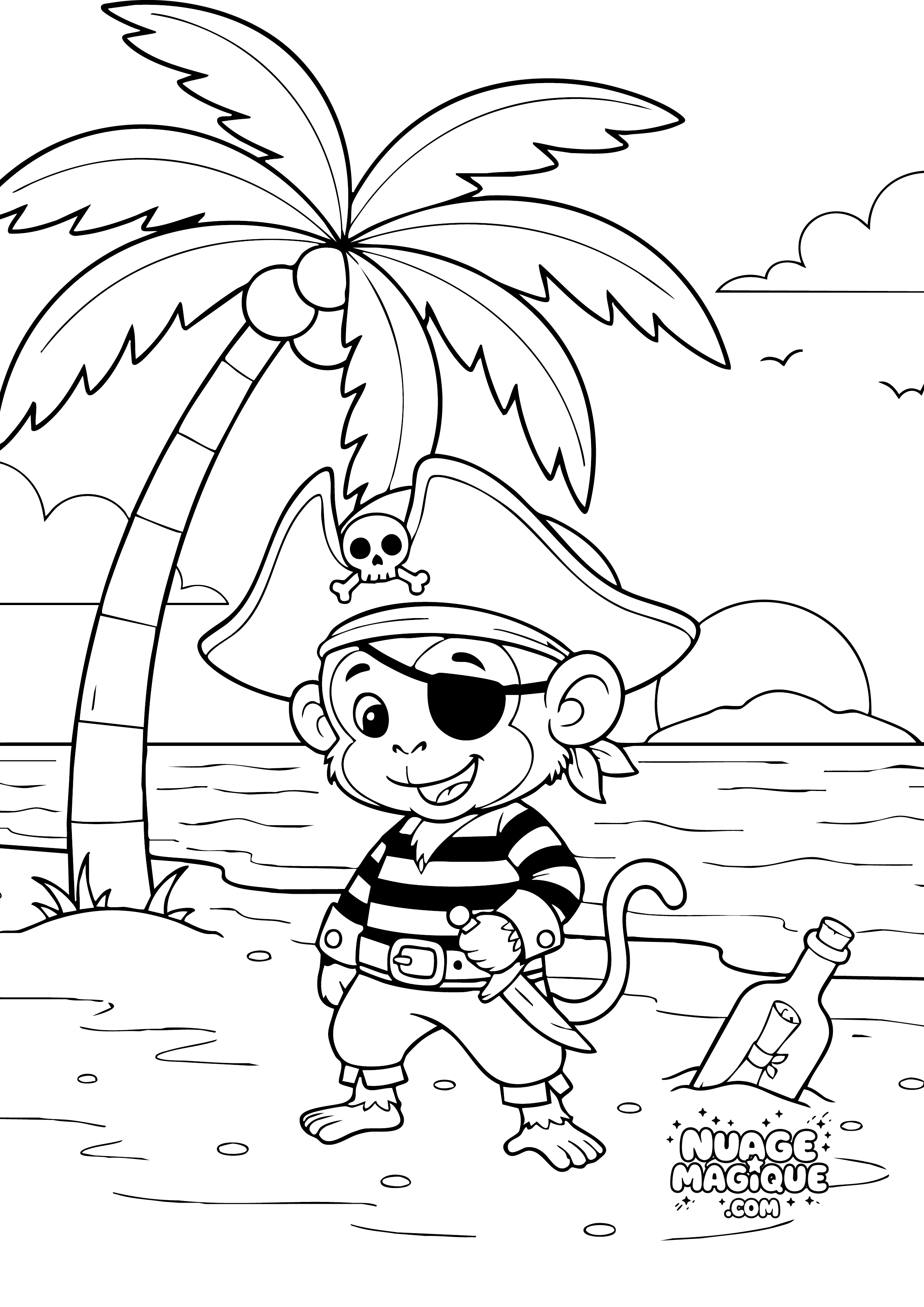 Coloriage Pirates ouistitis Jack Banane à imprimer ou à colorier en ligne
