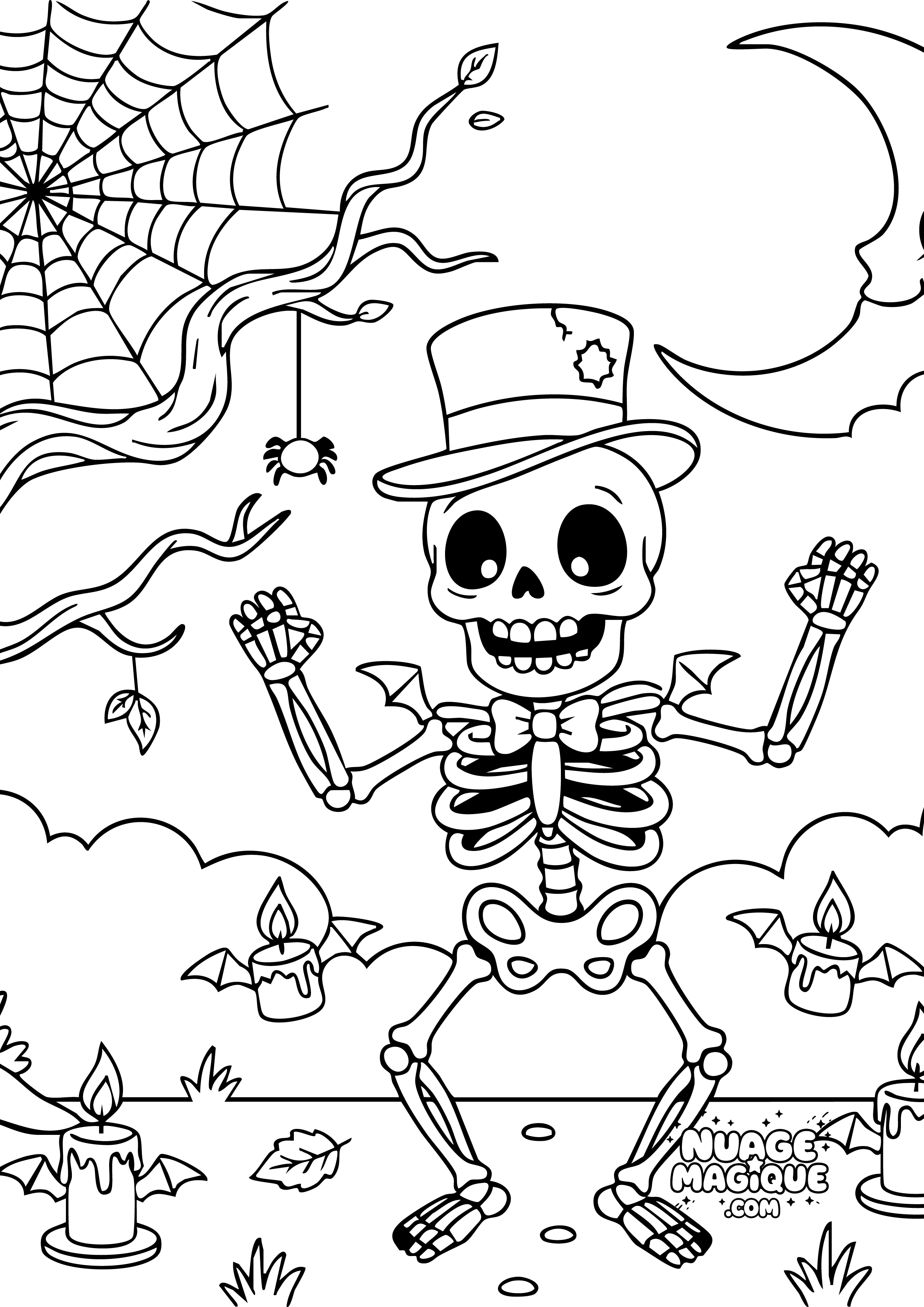 Coloriage Halloween Squelette à colorier à imprimer ou à colorier en ligne